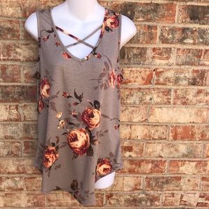 Floral Cross front Tank Top